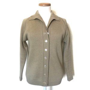 Vintage Beige Grandpa Wool Button Sweater